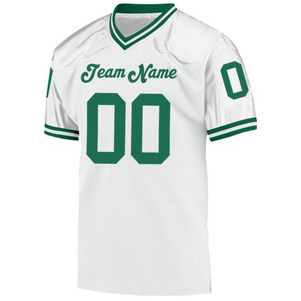 Custom Name Number Football Jersey Authentic Throwback Personalized White Kelly Green Mesh Team Jersey Personalized White