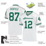 Custom Name Number Football Jersey Authentic Throwback Personalized White Kelly Green Mesh Team Jersey Personalized White