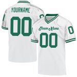 Custom Name Number Football Jersey Authentic Throwback Personalized White Kelly Green Mesh Team Jersey Personalized White