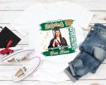Custom Name and Number 3D Graduation Performance T-Shirt - Personalized White and Kelly Green-Old Gold Design Personalized