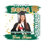 Custom Name and Number 3D Graduation Performance T-Shirt - Personalized White and Kelly Green-Old Gold Design Personalized