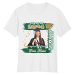 Custom Name and Number 3D Graduation Performance T-Shirt - Personalized White and Kelly Green-Old Gold Design Personalized