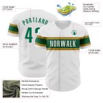 Personalized Authentic Baseball Jersey in White, Kelly Green & Old Gold Personalized White Kelly Green-Old Gold Authentic