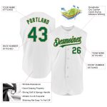 Custom Name and Number Personalized Baseball Jersey in White Kelly Green and Old Gold - Authentic Sleeveless Personalized