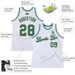 Custom Name Number Personalized Throwback Basketball Jersey in White Kelly Green Old Gold - Authentic Team Apparel Personalized