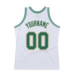 Custom Name Number Personalized Throwback Basketball Jersey in White Kelly Green Old Gold - Authentic Team Apparel Personalized