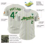 Custom Kelly Green-Old Gold Pinstripe Baseball Jersey Personalized Team Name & Number - Authentic Design Personalized White