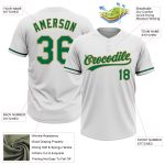 Custom Softball Jersey with Name and Number - Personalized White Kelly Green-Old Gold Two-Button Unisex Design Personalized