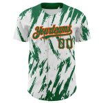 Customized Authentic Baseball Jersey with 3D Pattern, Sharp Shapes, Personalized Name & Number, White, Kelly Green, Orange