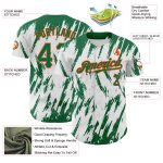 Customized Authentic Baseball Jersey with 3D Pattern, Sharp Shapes, Personalized Name & Number, White, Kelly Green, Orange