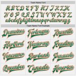 Custom Name Number Two Tone Varsity Letterman Bomber Jacket Personalized White Kelly Green Orange Personalized White Kelly