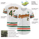 Custom Name and Number Authentic Baseball Jersey - Personalized White Kelly Green-Orange Line Design Personalized White Kelly