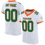 Custom Team Football Jersey - Personalized Authentic White Kelly Green-Orange Mesh with Name and Number Personalized White