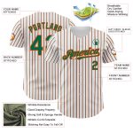 Custom Personalized Kelly Green Orange Pinstripe Baseball Jersey - Team Name and Number Authentic Personalized White (Kelly