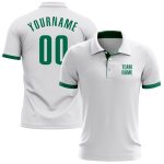 Custom Name & Number Performance Golf Polo Shirt, Personalized White & Kelly Green Design Personalized White Kelly Green
