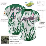 Custom Name and Number Baseball Jersey, Personalized 3D Pattern Design in White, Kelly Green, and Pink - Authentic Team Apparel