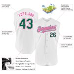 Custom Personalized Sleeveless Baseball Jersey - White Kelly Green-Pink with Name and Number Personalized White Kelly Green-Pink