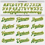 Custom Name Number Varsity Letterman Jacket White Kelly Green Pinstripe Gold Black Full-Snap Bomber Personalized White Kelly