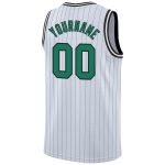 Custom Personalized Basketball Jersey with Team Name and Number, White Kelly Green Pinstripe Authentic Style Personalized