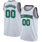 Custom Personalized Basketball Jersey with Team Name and Number, White Kelly Green Pinstripe Authentic Style Personalized