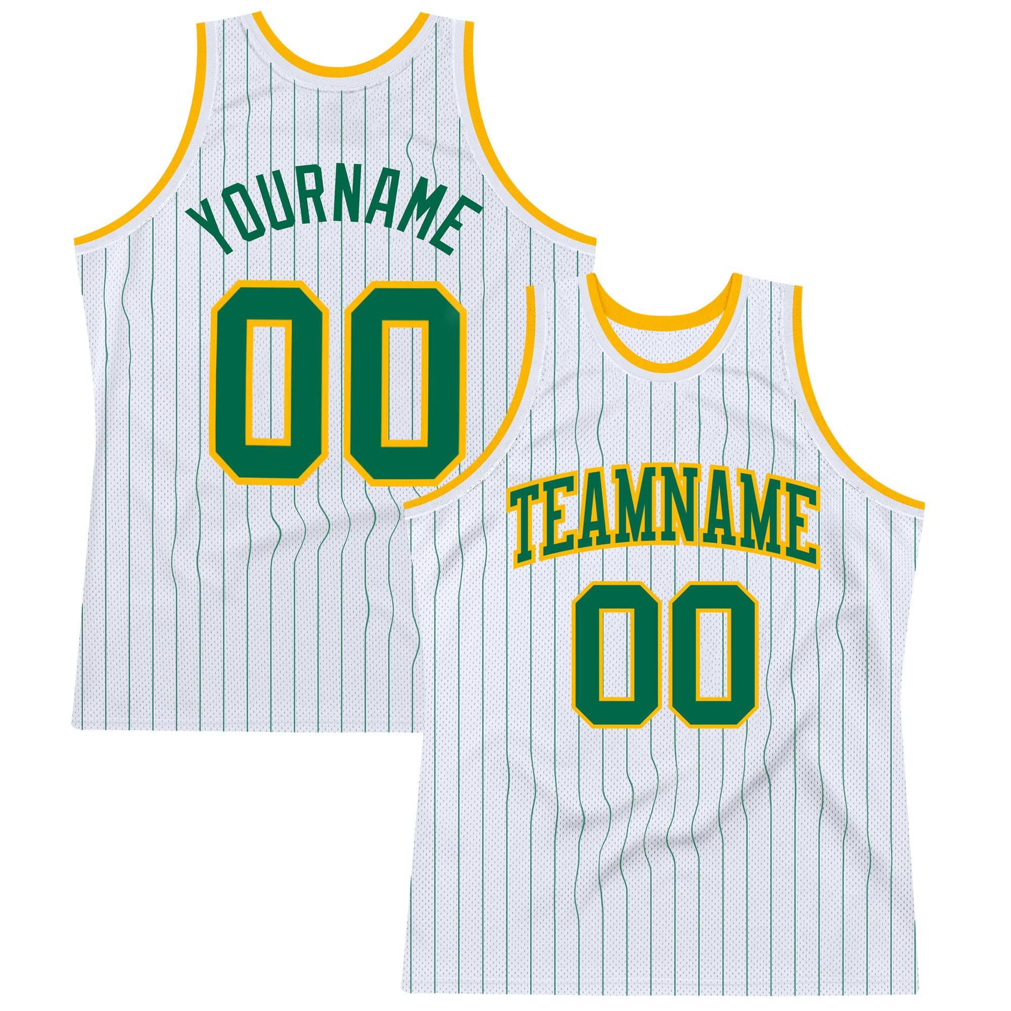 Custom Name Number Basketball Jersey Authentic Kelly Green Pinstripe Personalized Team Apparel Personalized White Kelly Green