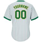 Custom Name and Number Authentic Throwback Baseball Jersey Shirt - Personalized White Kelly Green Pinstripe Design Personalized