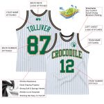 Custom Team Basketball Jersey - Personalized White Kelly Green Pinstripe with Name and Number - Authentic Old Gold Black