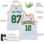Custom Name Number Personalized Basketball Jersey - White Kelly Green Pinstripe Orange, Authentic Team Gear Personalized