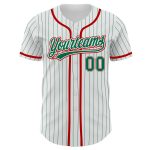 Custom Name and Number Personalized Baseball Jersey - Authentic Kelly Green and White Pinstripe Design Personalized White
