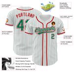 Custom Name and Number Personalized Baseball Jersey - Authentic Kelly Green and White Pinstripe Design Personalized White