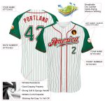 Personalized Custom Name Number Baseball Jersey Kelly Green Red Pinstripe Raglan Sleeves for Team Personalized White Kelly
