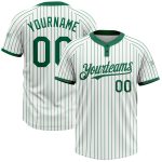 Custom Name and Number Softball Jersey Unisex Two-Button Kelly Green Pinstripe Personalized Design Personalized White Kelly