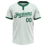 Custom Name and Number Softball Jersey Unisex Two-Button Kelly Green Pinstripe Personalized Design Personalized White Kelly
