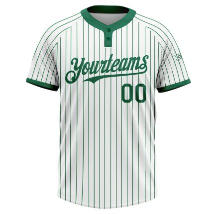 Custom Name and Number Softball Jersey Unisex Two-Button Kelly Green Pinstripe Personalized Design Personalized White Kelly