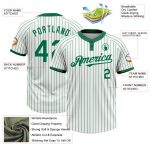 Custom Name and Number Softball Jersey Unisex Two-Button Kelly Green Pinstripe Personalized Design Personalized White Kelly