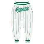 Custom Name Number Sports Pants - Personalized Kelly Green White Pinstripe Team Apparel Personalized White Kelly Green Pinstripe