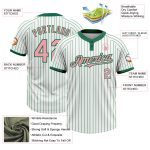 Custom Name and Number Unisex Softball Jersey Pink Two-Button Medium White Kelly Green Pinstripe Personalized White Kelly