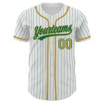 Personalized Custom Name and Number Baseball Jersey - White Kelly Green Pinstripe Old Gold Authentic Style Personalized White