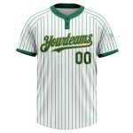 Custom Name and Number White Kelly Green Pinstripe Softball Jersey Unisex Two-Button Old Gold Personalized White Kelly Green