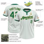 Custom Name and Number White Kelly Green Pinstripe Softball Jersey Unisex Two-Button Old Gold Personalized White Kelly Green