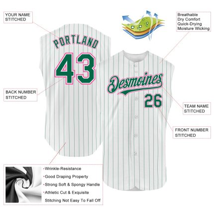 Custom Orange Sleeveless Baseball Jersey with Pinstripe Design - Personalized White Kelly Green Jersey with Name and Number