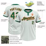 Custom Unisex Softball Jersey with Personalized Name and Number - White Kelly Green Pinstripe Two-Button Design Personalized
