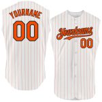Custom Name Number Baseball Jersey - Personalized Sleeveless White Kelly Green Pinstripe Authentic Design Personalized White