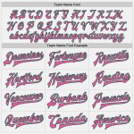 Custom Name and Number Varsity Letterman Jacket - Personalized Pink Bomber in White and Kelly Green Pinstripe Personalized