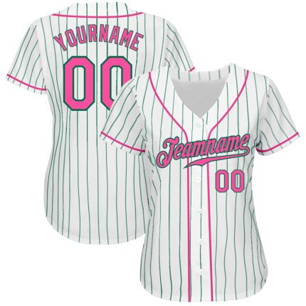 Personalized Kelly Green Pinstripe Baseball Jersey with Custom Name and Number - Authentic Team Apparel Personalized White
