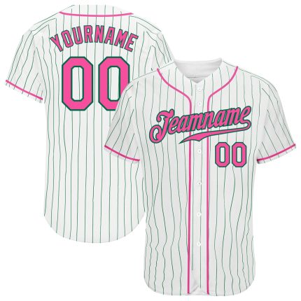 Personalized Kelly Green Pinstripe Baseball Jersey with Custom Name and Number - Authentic Team Apparel Personalized White