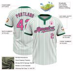 Custom Name and Number Personalized Softball Jersey Unisex Two-Button Pinstripe White Kelly Green Personalized White Kelly