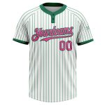 Custom Name and Number Personalized Softball Jersey Unisex Two-Button Pinstripe White Kelly Green Personalized White Kelly