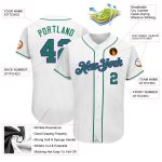 Custom Name and Number Personalized Authentic Baseball Jersey in White Kelly Green and Purple Personalized White Kelly Green-Purple