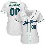 Custom Name and Number Personalized Authentic Baseball Jersey in White Kelly Green and Purple Personalized White Kelly Green-Purple